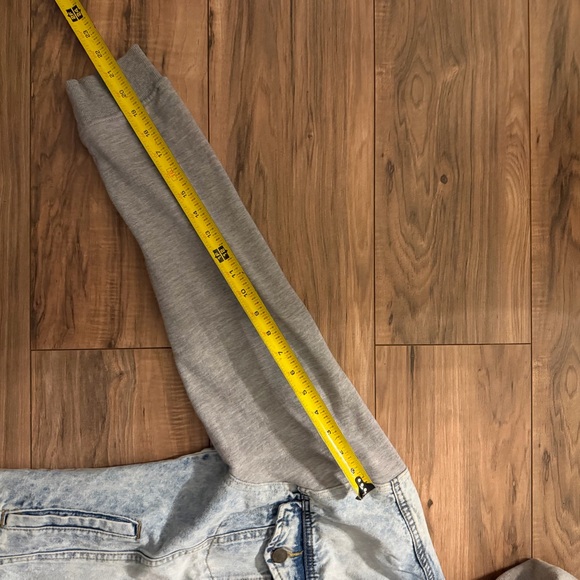 Red Label By Patrol Jeans Size Small Wash Denim Jacket Gray Hood & Sleeves Y2K - Picture 10 of 11